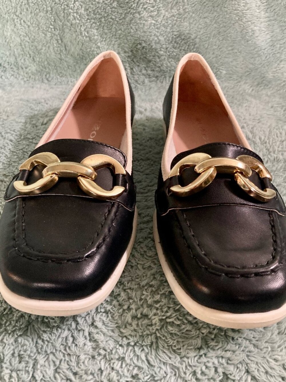 Rizzoli Italian Black leather women's flats, loafers, shoes Euro 37 US 6.5